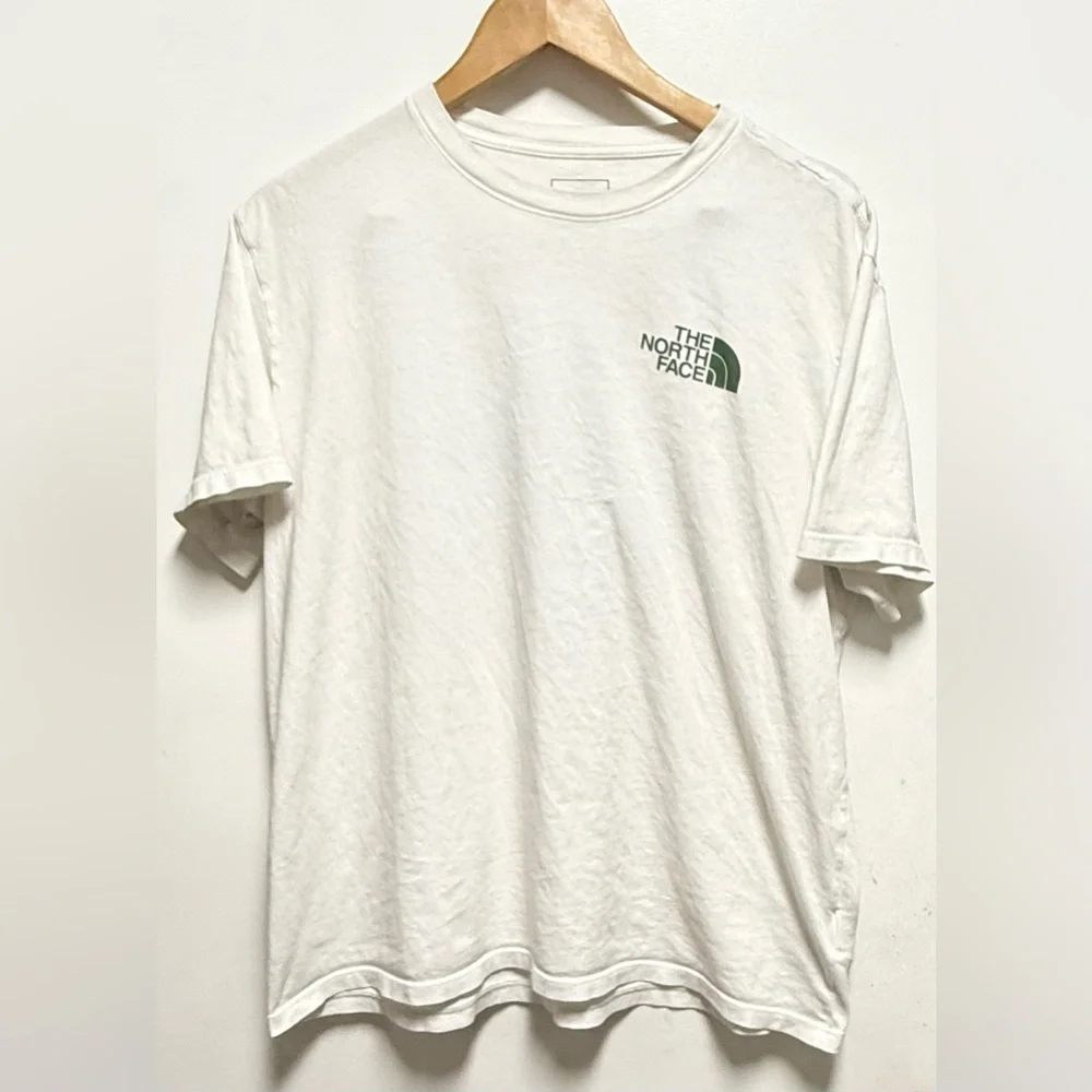 The North Face White Tee with Green Logo Size L